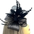 Metallic Black Hair Fascinator with Diamant & Feather Flower