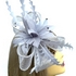Metallic Silver Hair Fascinator with Diamant & Feather Flower