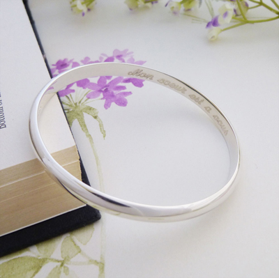 engraved ladies sterling silver bangle