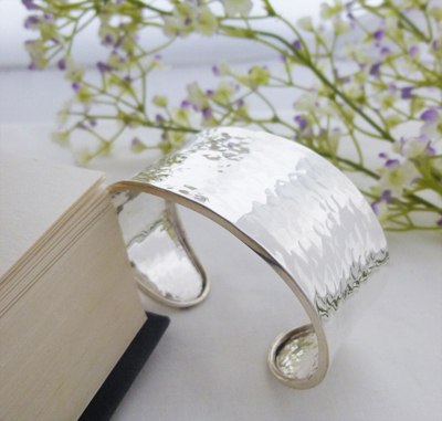 wide hammered cuff bangle