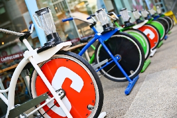 Smoothie Bikes in a Line